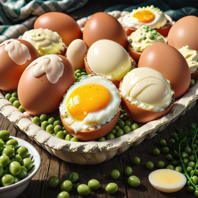Jajka faszerowane majonezem i groszkiem