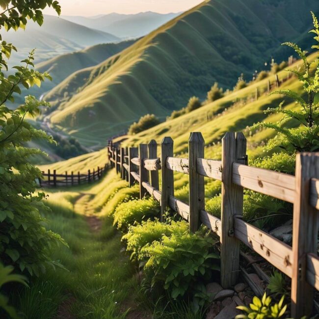 Montaż płotu na stoku ziemi